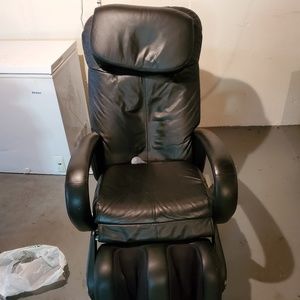 Black leather massage chair